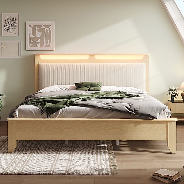 STILVORA Holzbett 160×200 mit Stauraumkopfteil,Holzbett mit günstig online kaufen