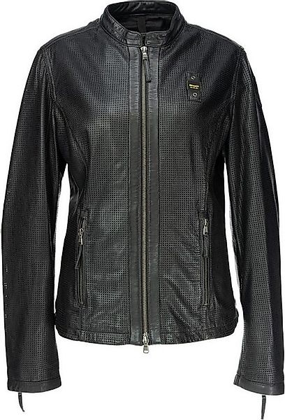 Blauer Motorradjacke USA Miller Perforierte Damen Lederjacke (Stehkragen) günstig online kaufen