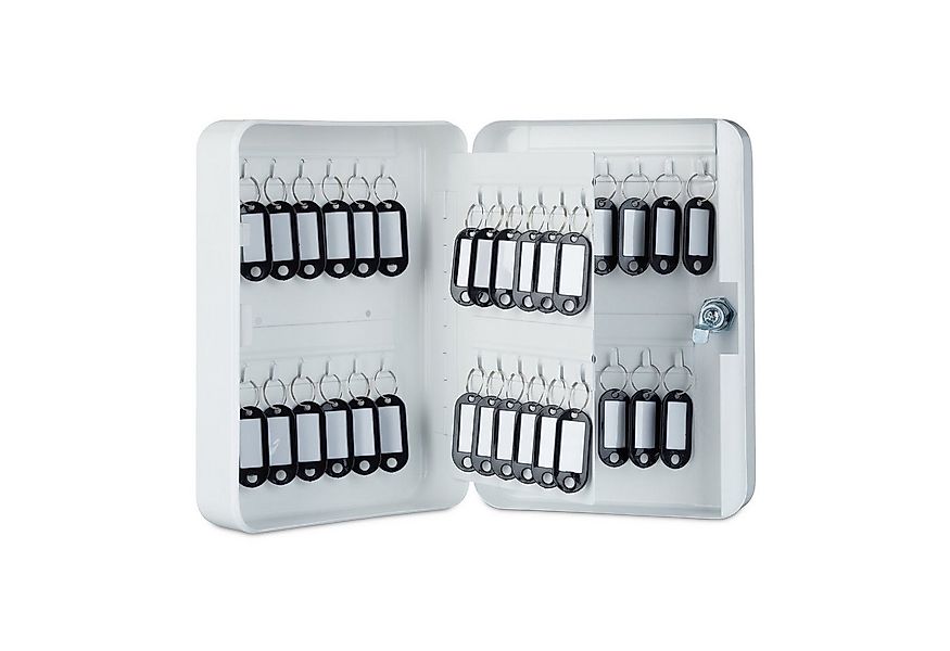 relaxdays Schlüsselkasten Metall abschließbar, weiß günstig online kaufen