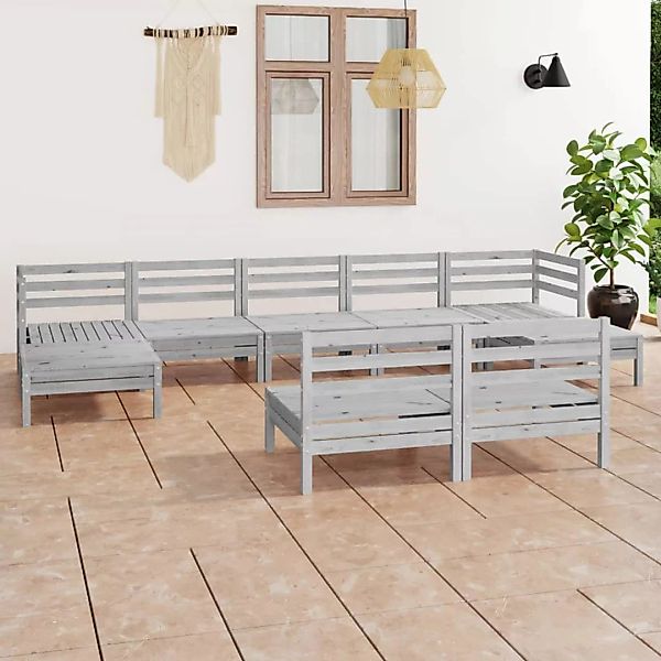 9-tlg. Garten-lounge-set Weiß Massivholz Kiefer günstig online kaufen