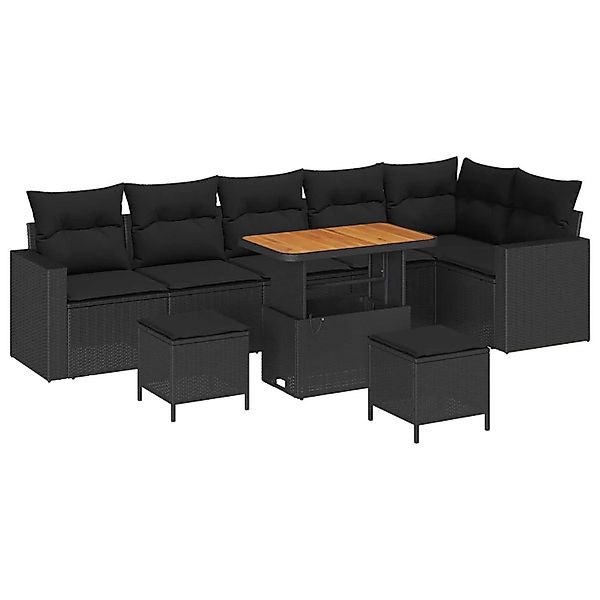vidaXL Gartensofa-Set mit Kissen 11 Stk Schwarz Poly-Rattan 3363584 günstig online kaufen