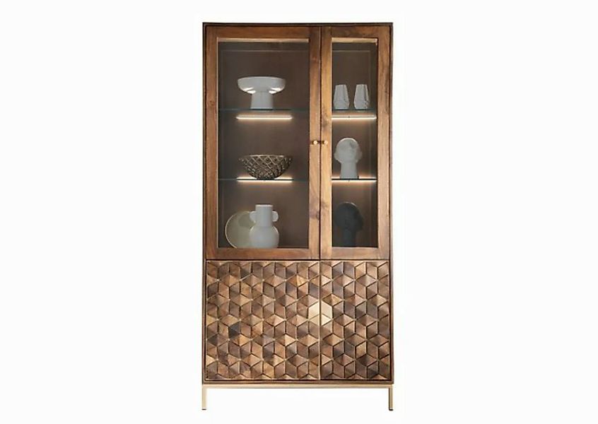 Main Möbel Vitrine Vitrine "Assuan" 99x198cm Mango & Metall goldfarbig günstig online kaufen