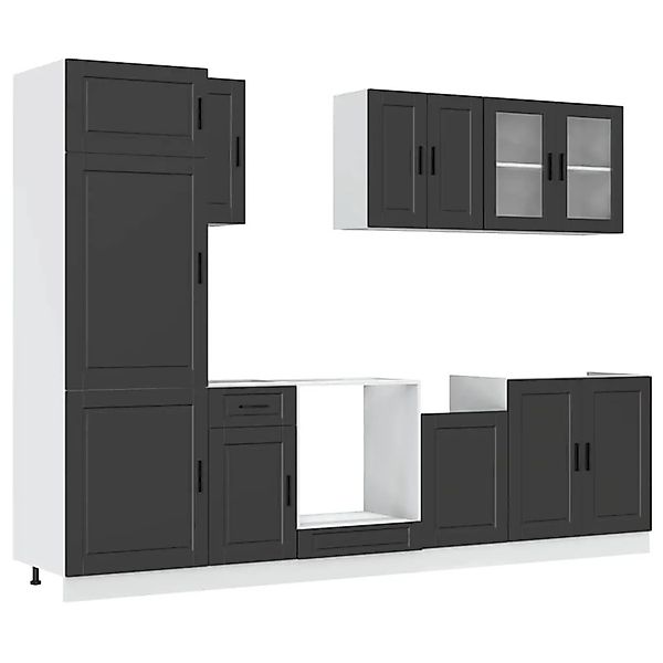 vidaXL 8 Tlg Küchenschrank-Set Porto Schwarz Holzwerkstoff 3314812 günstig online kaufen