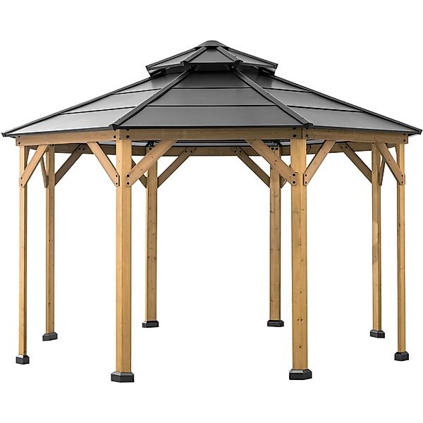 Sunjoy Gazebo Eggi Zedernholz 395 cm x 395 cm Anthrazit günstig online kaufen