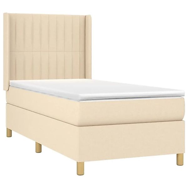 vidaXL Boxspringbett mit Matratze & LED Creme 100x200 cm Stoff 3139018 günstig online kaufen