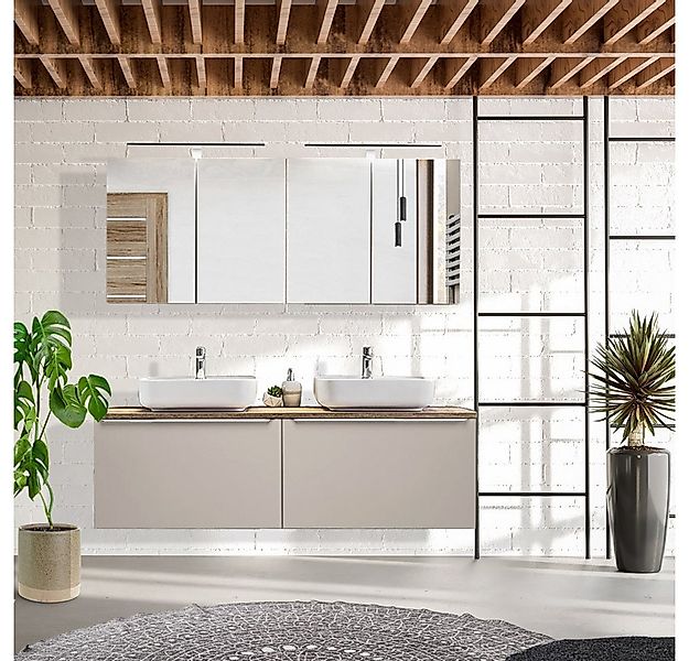 Lomadox Badmöbel-Set PUEBLA-56-TAUPE, (Spar-Set, 9-St), Badmöbel Set in tau günstig online kaufen