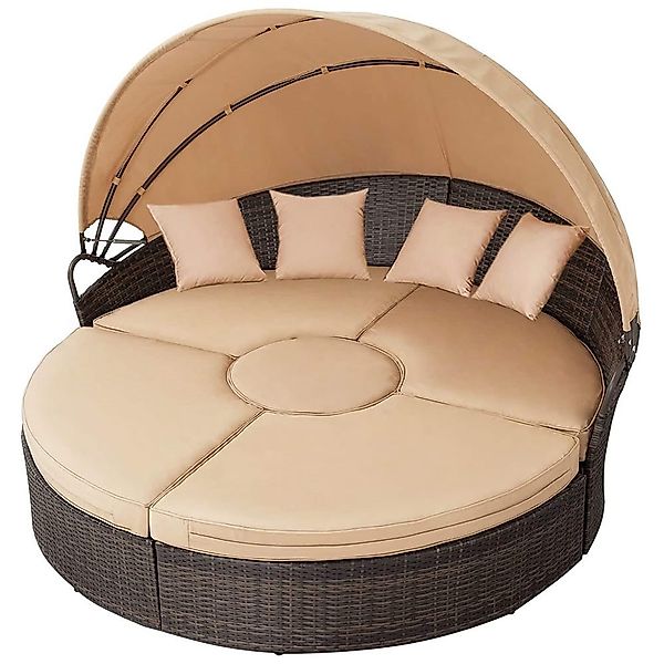 Mucola Gartenlounge-Set Sonneninsel 180CM Polyrattan Gartenmuschel günstig online kaufen