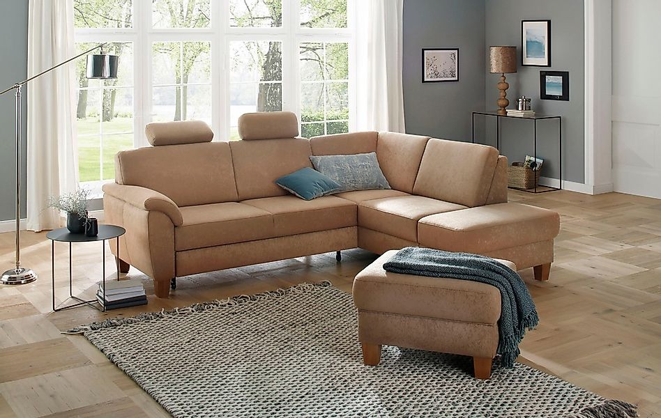 Home affaire Hocker »Texel«, mit Federkern und Kontrastnaht, Füße Buche eic günstig online kaufen