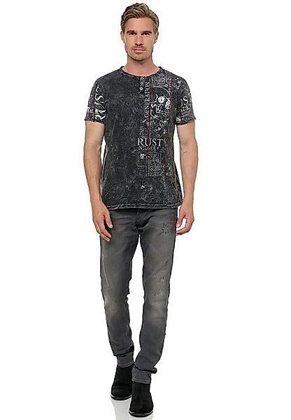 Rusty Neal T-Shirt im Used-Look mit Allover-Print günstig online kaufen