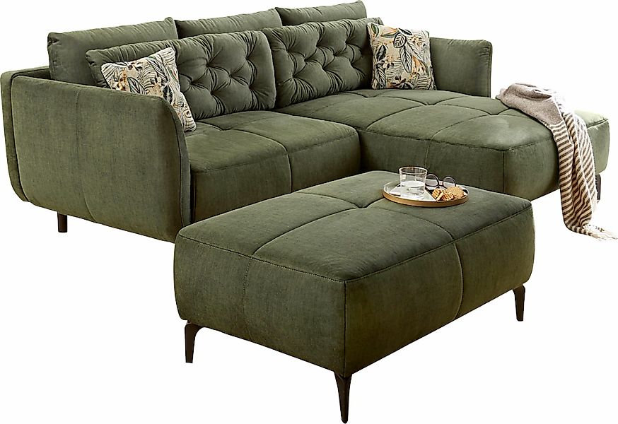 Jockenhöfer Gruppe Hocker "Salo, B: 114 cm" im Retrolook mit Wellenunterfed günstig online kaufen