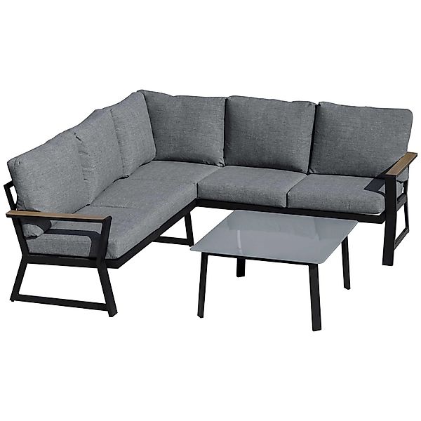Outsunny 3-Teiliges Gartenmöbel-Set mit Beistelltisch in L-Form günstig online kaufen
