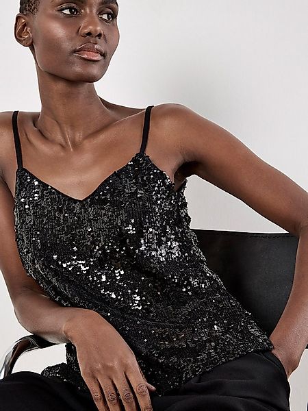 Apricot Paillettenshirt Partytop mit Pailletten günstig online kaufen