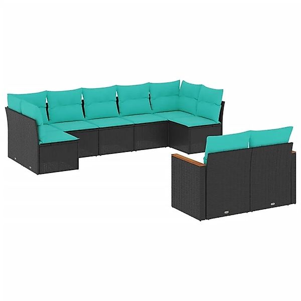 vidaXL 9-Tlg Gartensofa-Set mit Kissen Schwarz Polyrattan 3226288 günstig online kaufen