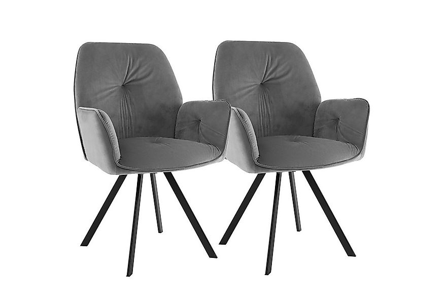 COSTWAY Drehstuhl (2er Set), Samt,mit Armlehne,360° drehbar,Metall 150kg günstig online kaufen