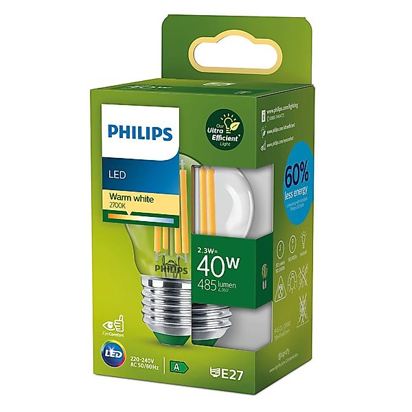 Philips LED-Leuchtmittel Philips LED-Leuchtmittel Filament Tropfenform P45, günstig online kaufen