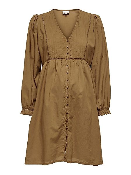 ONLY Mama 3/4-ärmeliges V-ausschnitt- Kleid Damen Braun günstig online kaufen