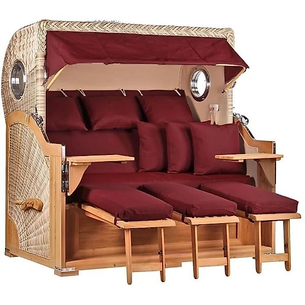 Strandkorb Westerland XXL Teak Bullauge PE shell Dessin 550 günstig online kaufen