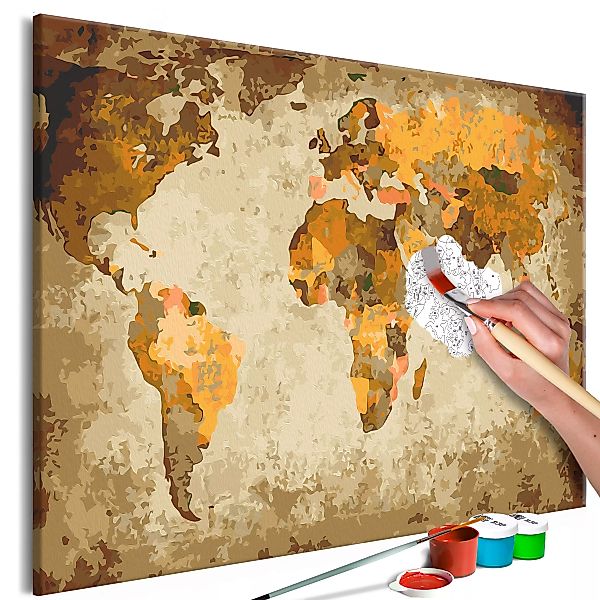 Malen Nach Zahlen - Brown World Map günstig online kaufen