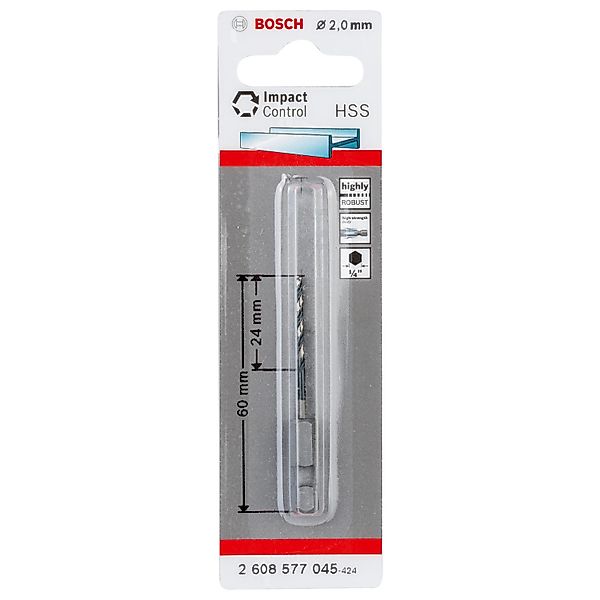 Bosch HSS-Spiralbohrer Impact Control Ø 2 mm x 24 mm x 60 mm günstig online kaufen