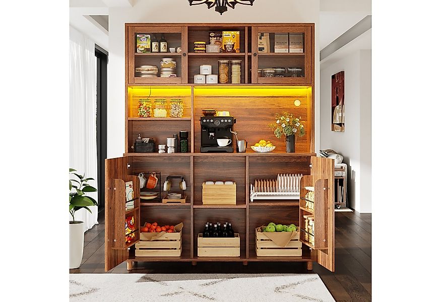 KLAM HOME Küchenbuffet Hochschränke im Retro-Design mit intelligenter LED-B günstig online kaufen