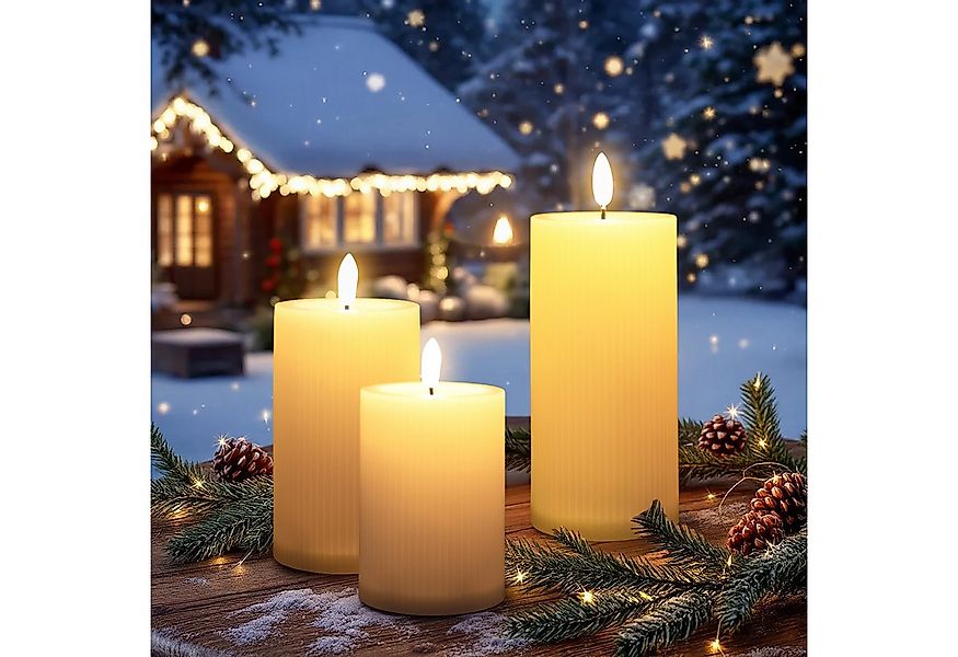 Spetebo Outdoorkerze LED mit Timer und Flammen Effekt 3er Set - 15 / 12,5 / günstig online kaufen