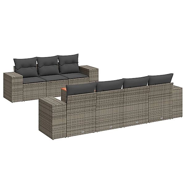 vidaXL 8-tlg Garten-Sofagarnitur mit Kissen Grau Poly Rattan Modell 14 günstig online kaufen