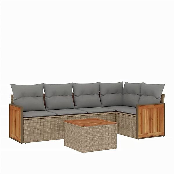 vidaXL 6-tlg Garten-Sofagarnitur mit Kissen Beige Poly Rattan Modell 172 günstig online kaufen