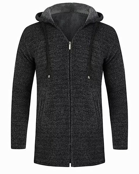 Allthemen Cardigan Herren Strickjacke mit Kapuze Lang Gefüttert Grobstrick günstig online kaufen