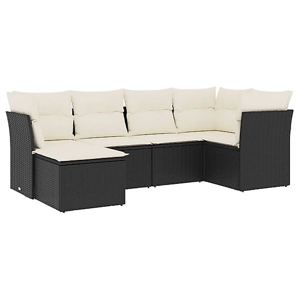 vidaXL 6-Tlg Garten-Sofagarnitur mit Kissen Schwarz Poly Rattan 3249785 günstig online kaufen