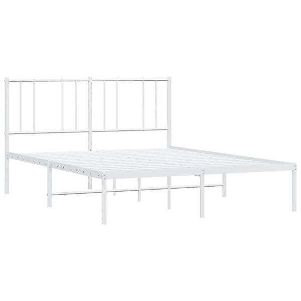 vidaXL Bettgestell mit Kopfteil Metall Weiß 135x190 cm 352528 günstig online kaufen