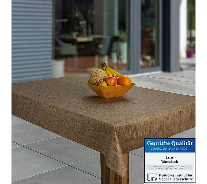 laro Tischdecke Wachstuch-Tischdecken Abwaschbar Leinenoptik Beige Weiß rec günstig online kaufen