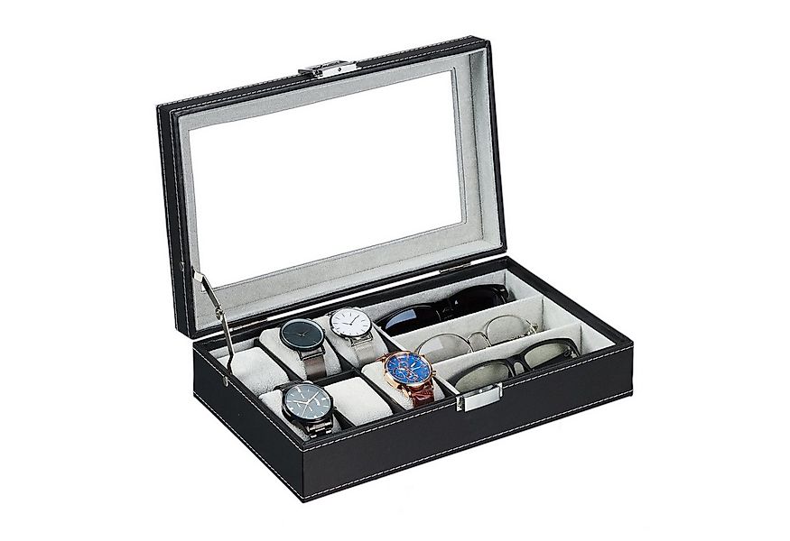 relaxdays Schmuckkasten Schmuckaufbewahrung in Lederoptik, schwarz günstig online kaufen