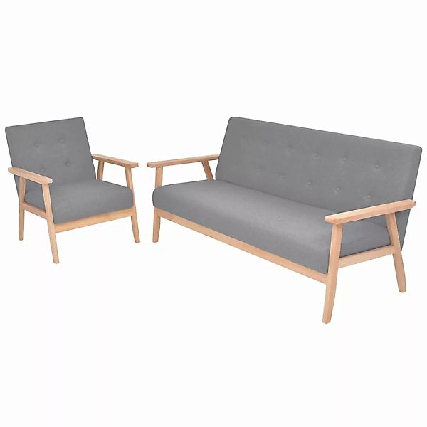 Sofa-set 2-tlg. Stoff Hellgrau günstig online kaufen