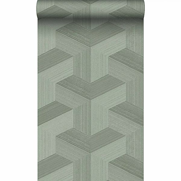 Origin Wallcoverings Strukturtapete 3D-Muster Graugrün 0.53 x 10.05 m 34795 günstig online kaufen