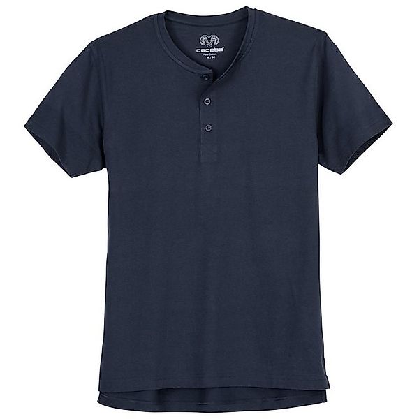 CECEBA Print-Shirt Ceceba T-Shirt Übergröße navy Knopfleiste günstig online kaufen