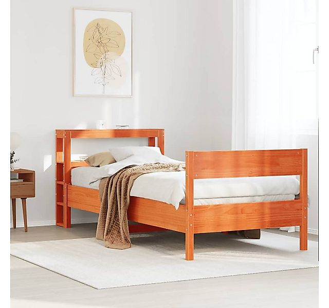 vidaXL Bett, Massivholzbett ohne Matratze Wachsbraun 100x200 Kiefernholz günstig online kaufen