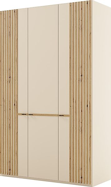 Musterring Drehtürenschrank »Isabelle« Lamellen in Eiche, Griffe in schwarz günstig online kaufen