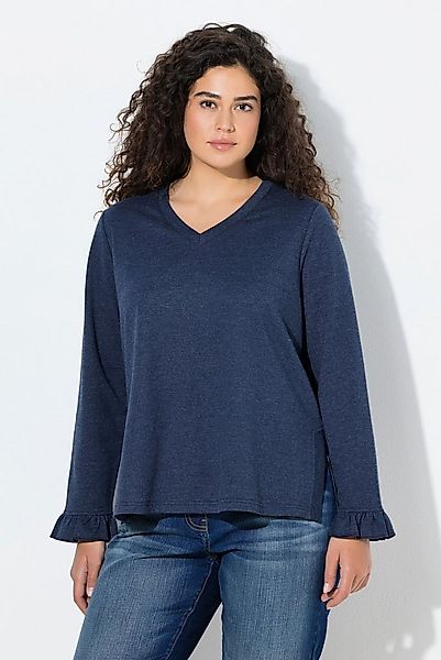 Ulla Popken Sweatshirt Sweatshirt lange Seitenschlitze V-Ausschnitt günstig online kaufen