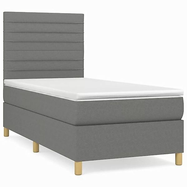 vidaXL Boxspringbett Boxspringbett mit Matratze Dunkelgrau 90x190 cm Stoff günstig online kaufen