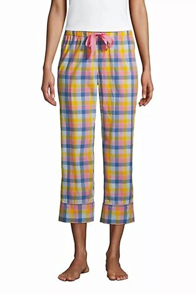 Popelin-Pyjamahose in 7/8-Länge, Damen, Größe: S Normal, Multi, Baumwolle, günstig online kaufen