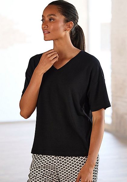 LASCANA Pyjamaoberteil Mit V-Ausschnitt günstig online kaufen