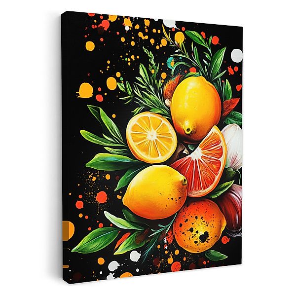 OneMillionCanvasses® Leinwandbild Zitronen - Schwarz - günstig online kaufen