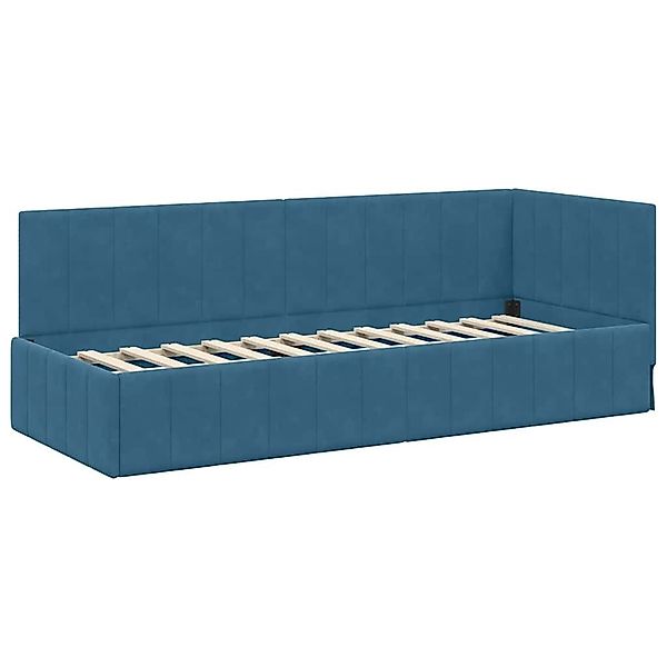 vidaXL Bett Eckbettgestell mit Kopfteil Blau günstig online kaufen