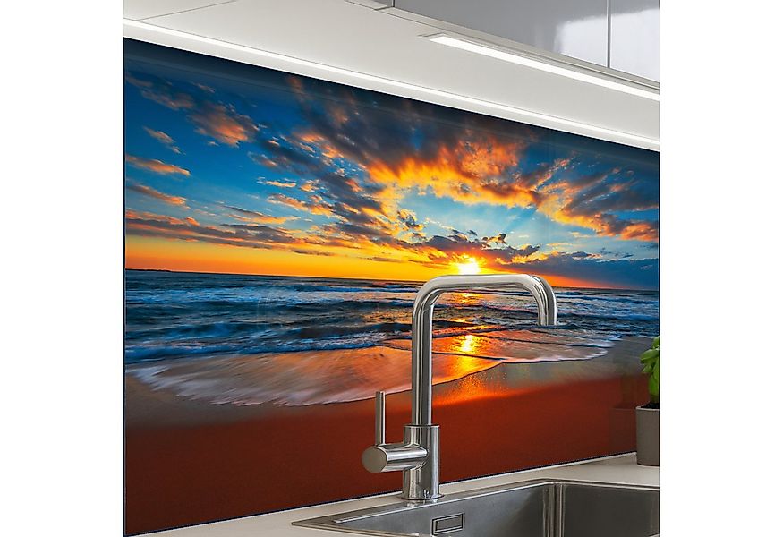 KitchenYeah Küchenrückwand selbstklebend Meer - Sonnenuntergang - Strand - günstig online kaufen