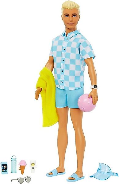 Barbie Anziehpuppe Blonde Ken-Puppe mit Badehose und Strand-Accessoires günstig online kaufen