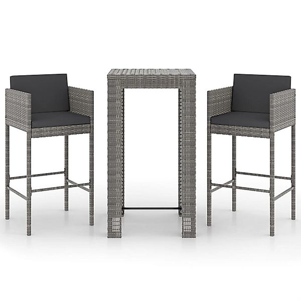 vidaXL Gartenlounge-Set 3-tlg. Gartenbar-Set mit Kissen günstig online kaufen