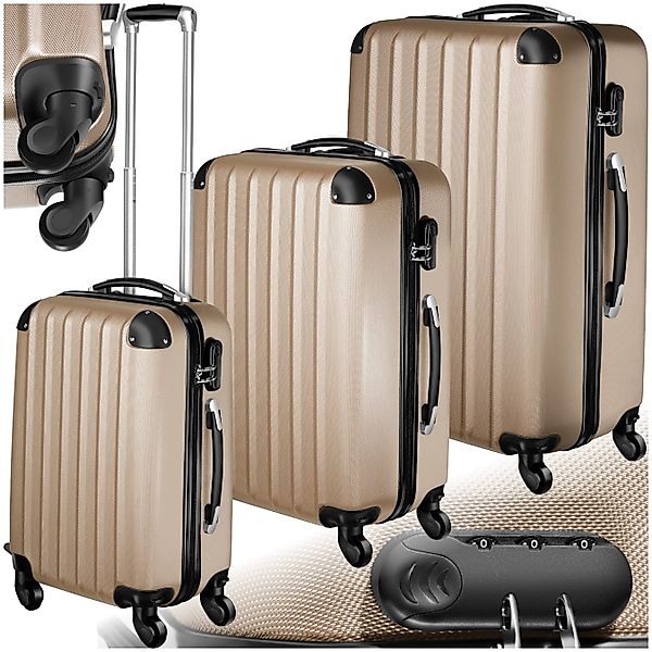 tectake Trolley Hartschalenkoffer-Set, 4 Rollen, 3-teilig, günstig online kaufen