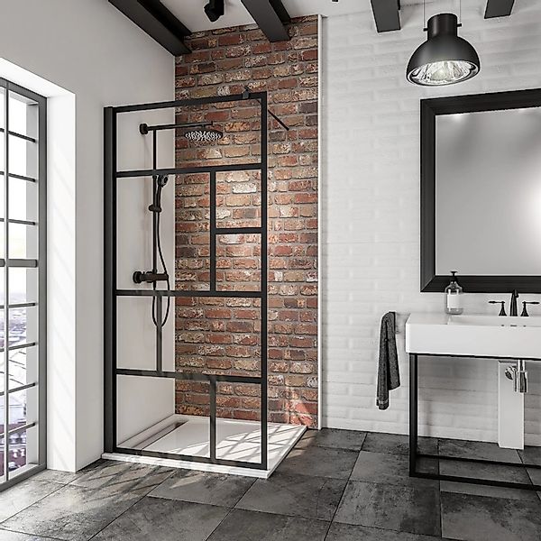 Schulte Alexa Style 2.0 Duschwand Walk In BlackStyle 100 x 200cm Mattschwar günstig online kaufen