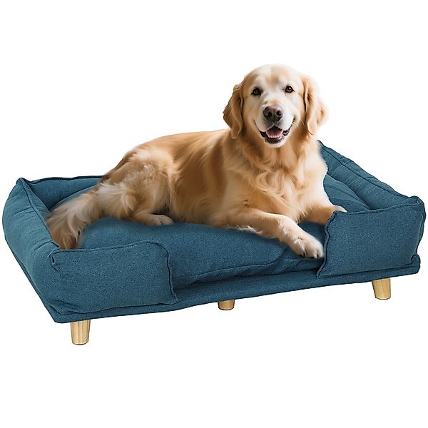 PawHut Tierbett Hundecouch, Hundesessel mit Holzbeine, Polyester-Gewebe, Bl günstig online kaufen