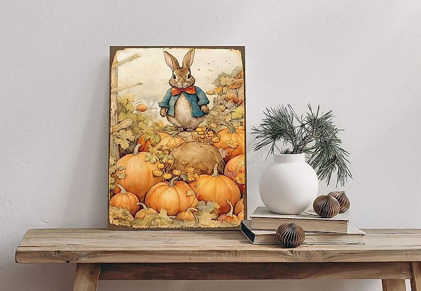 queence Alu-Dibond-Druck "Hase", Hase-Weihnachten, (1 St.), Kürbisse, Natur günstig online kaufen